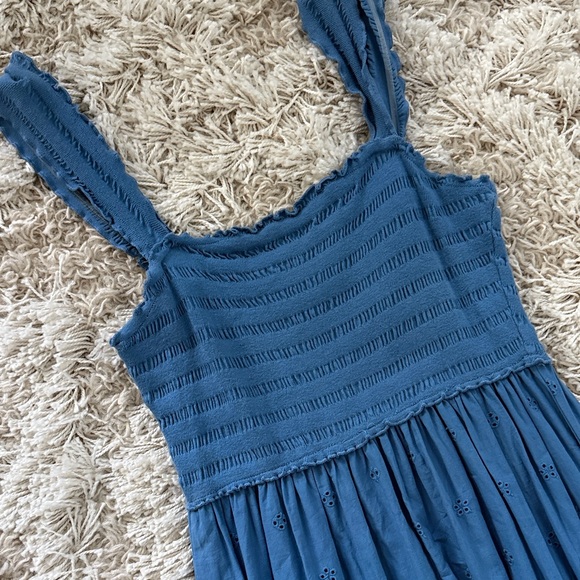 Betsey Johnson Smocked Embroidered Eyelet Midi Dress - Picture 3 of 4